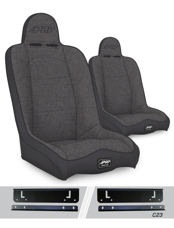 PRP Jeep Wrangler CJ7/YJ Daily Driver High Back Suspension Seats Kit (Pair) - Gray