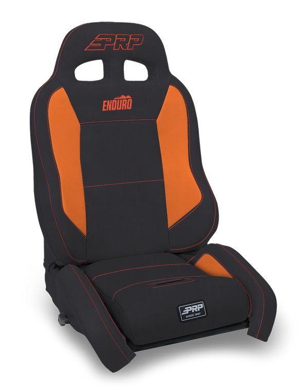 PRP EnduroDaily Reclining Suspension Seat - Black/Orange Vinyl - Driver