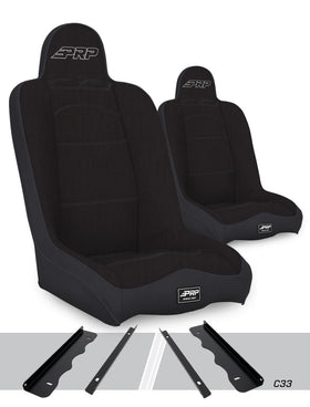 PRP 95-01 Jeep Cherokee XJ Daily Driver High Back Suspension Seats Kit (Pair) - Black