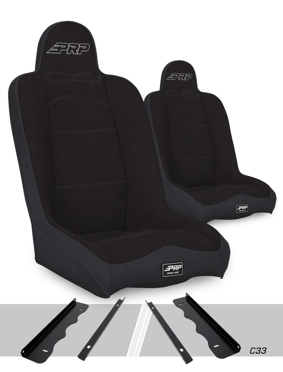 PRP 95-01 Jeep Cherokee XJ Daily Driver High Back Suspension Seats Kit (Pair) - Black