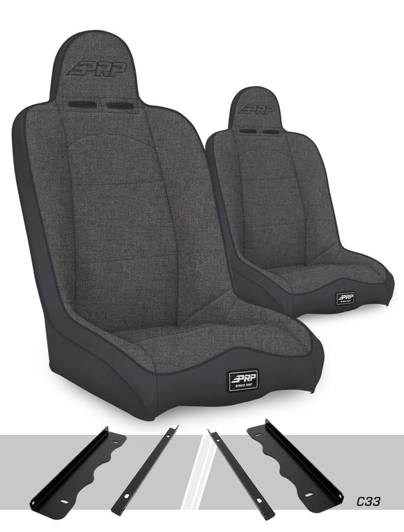 PRP 95-01 Jeep Cherokee XJ Daily Driver High Back Suspension Seats Kit (Pair) - Gray