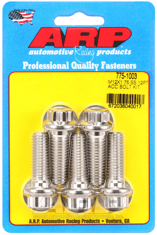 ARP M12 X 1.75 X 35mm 12pt Stainless Steel Bolts (Set of 5)
