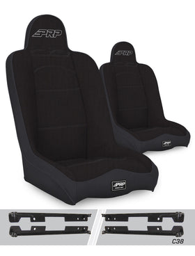 PRP Jeep Wrangler JK/JKU Daily Driver High Back Suspension Seats Kit (Pair) - Black
