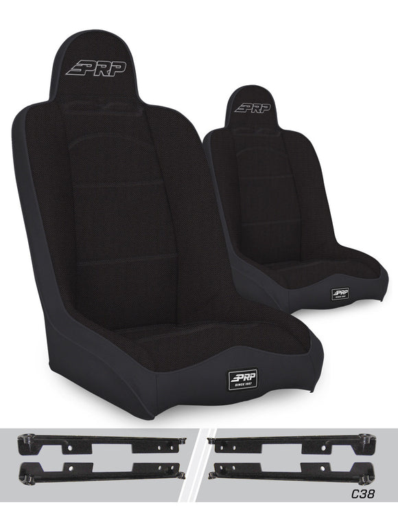 PRP Jeep Wrangler JK/JKU Daily Driver High Back Suspension Seats Kit (Pair) - Black