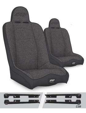 PRP Jeep Wrangler JK/JKU Daily Driver High Back Suspension Seats Kit (Pair) - Gray