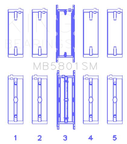 King BMW N63/S63 Crankshaft Main Bearing Set - Size +0.25mm