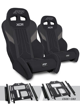 PRP Polaris RZR 570 XCR Suspension Seats Kit (Pair) - Black & Gray