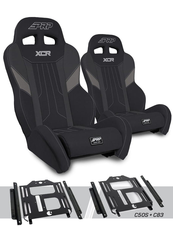 PRP Polaris RZR 570 XCR Suspension Seats Kit (Pair) - Black & Gray