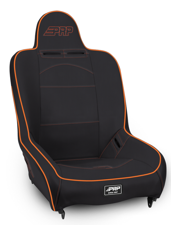 PRP Premier High Back Suspension Seat- Black/Orange Vinyl
