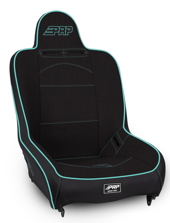 PRP Premier High Back Suspension Seat- Black/Teal Vinyl