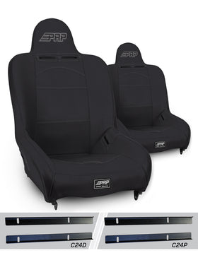 Premier High Back Suspension Seats Kit for 03-06 Jeep Wrangler TJ (Pair) - Black
