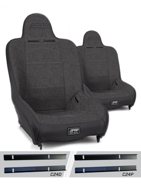 PRP Premier High Back Suspension Seats Kit for 03-06 Jeep Wrangler TJ (Pair) - Gray