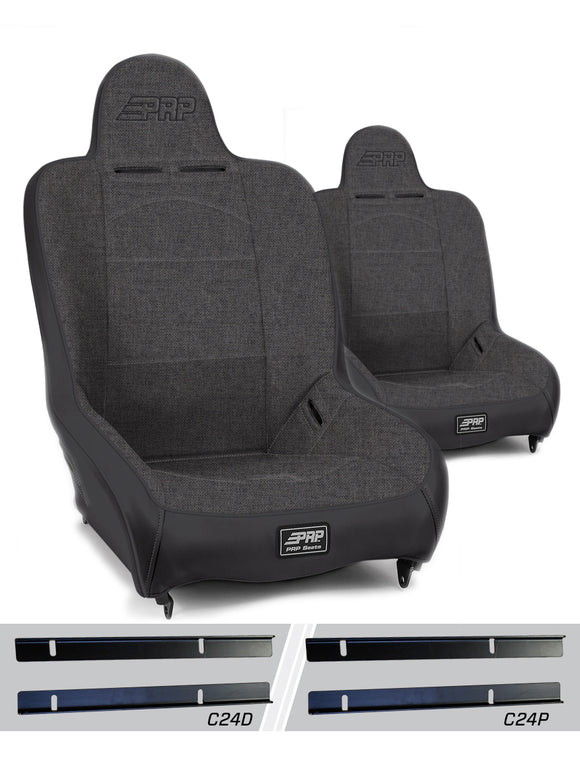 PRP Premier High Back Suspension Seats Kit for 03-06 Jeep Wrangler TJ (Pair) - Gray