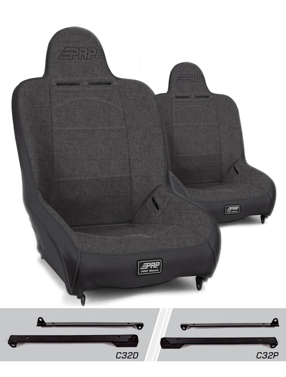 PRP Jeep Wrangler CJ7/YJ Premier High Back Suspension Seats Kit (Pair) - Gray