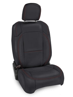 PRP 2018+ Jeep Wrangler JL/2 Door/ Non-Rubicon Front Seat Covers (Pair) - Black w/ Red Stitching