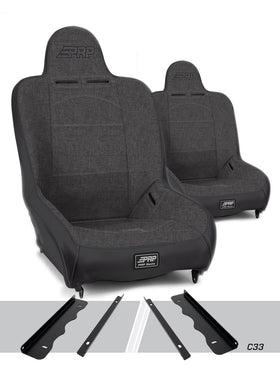 PRP Premier High Back Suspension Seats Kit for 95-01 Jeep Cherokee XJ (Pair) - Gray