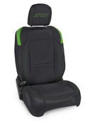 PRP Jeep Wrangler JL Front Seat Covers - 2 door- with Pocket Back (Pair) - Black/Green-1