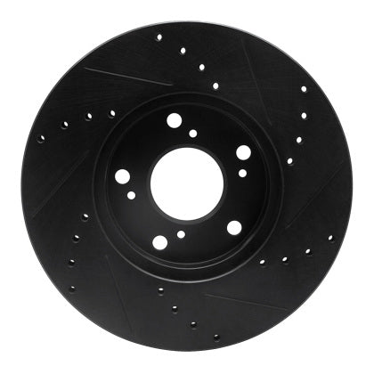 R1 06-15 Honda Civic Front Left Drilled & Slotted Black Brake Rotor