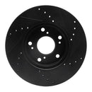 R1 06-15 Honda Civic Front Left Drilled & Slotted Black Brake Rotor-5