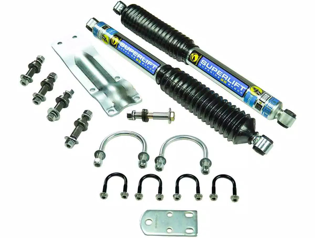 Superlift 73-91 GM 1/2 Ton 4WD Vehicles Solid Axle Dual Steering Stabilizer Kit w/ SS Shocks by BIL