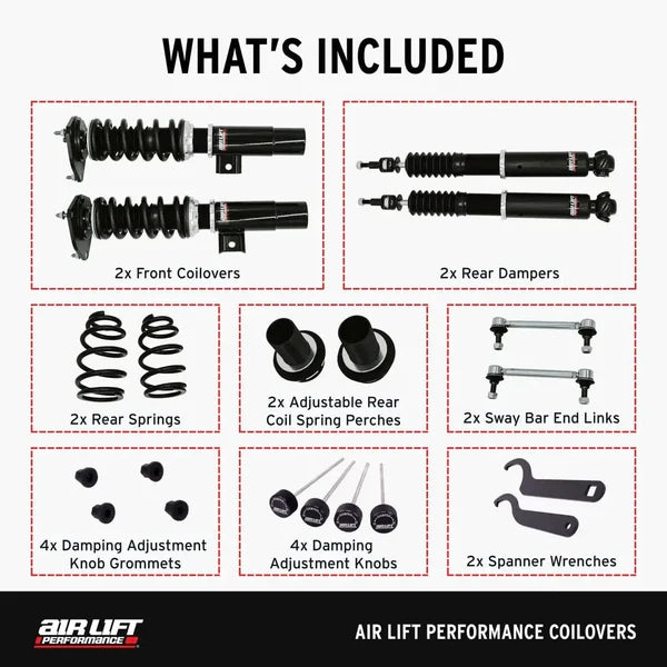 Air Lift Performance Coilover Kit - VW/Audi / Mk7 / Mk8 / Golf / GTI / A3 / S3 / Mk3 /TTS / TT-RS / & More | 79003