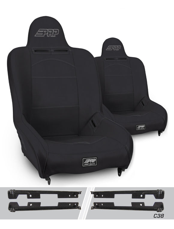 PRP Premier High Back Suspension Seats Kit for Jeep Wrangler JK/JKU (Pair) - Black