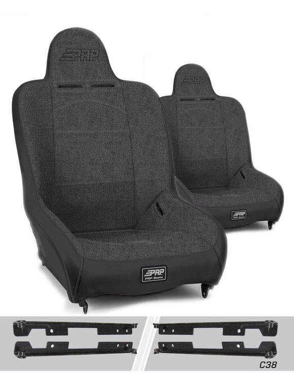 PRP Jeep Wrangler JK/JKU Premier High Back Suspension Seats Kit (Pair) - Gray
