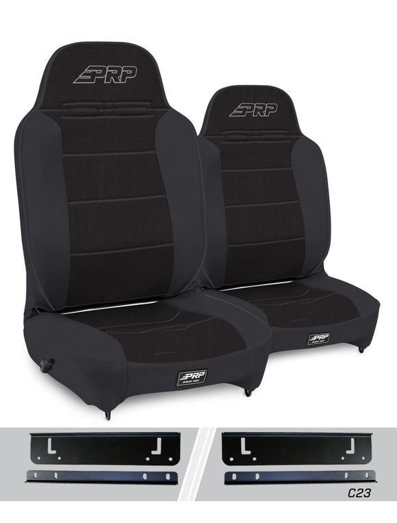 PRP 97-02 Jeep Wrangler TJ Enduro High Back Reclining Suspension Seats Kit (Pair) Black