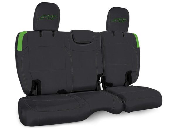 PRP Jeep Wrangler JL Rear Bench CoversU - 4 door with Armrest - Black/Green