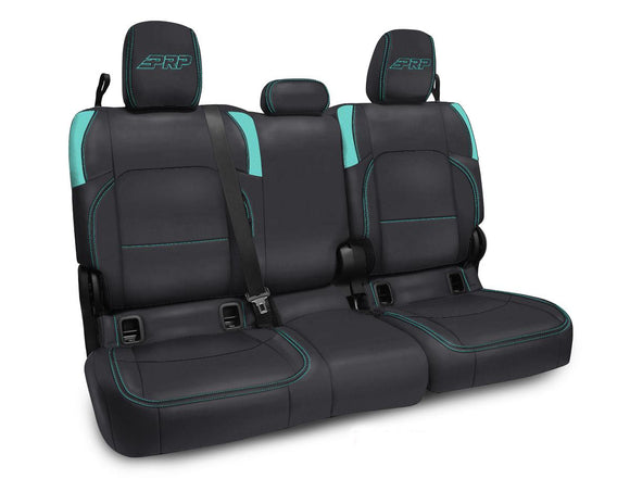 PRP Jeep Wrangler JT Rear Bench Covers - with Armrest - Black/Teal