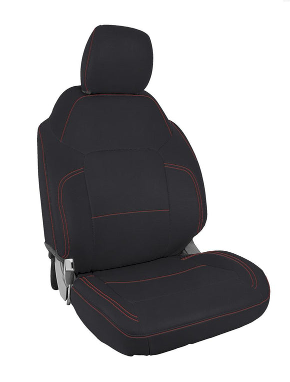 PRP 2021+ Ford Bronco 4 Door Front Seat Covers (Pair) - Black w/ Red Stitching