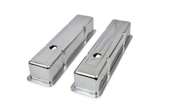 Mr. Gasket Chrome Tall-Style Valve Covers without Baffle Fits 1960-1986 Chevrolet Small Block 262-400
