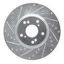 R1 06-15 Honda Civic Si Front Left Drilled & Slotted Silver Brake Rotor-1