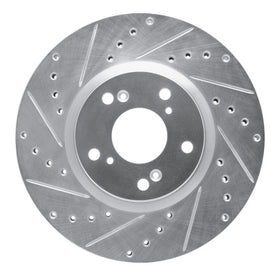 R1 06-15 Honda Civic Si Front Left Drilled & Slotted Silver Brake Rotor