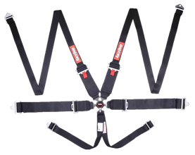 RACEQUIP SFI CAMLOCK 6PT PD LAP HNR BELTS BLK