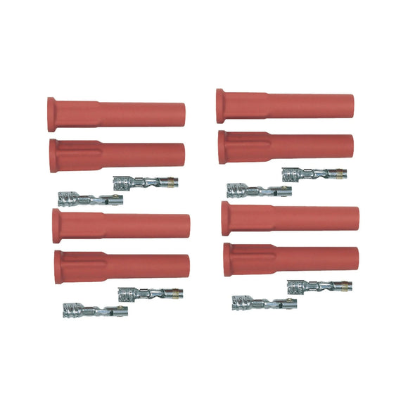 MSD Pro Race Spark Plug Boot & Terminal Kit, Straight, Red, Set of 8