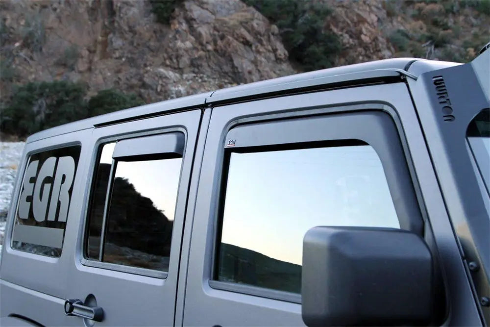 EGR 07-13 Jeep Wrangler JK In-Channel Window Visors - Set of 4 - Matte (575155) - 0