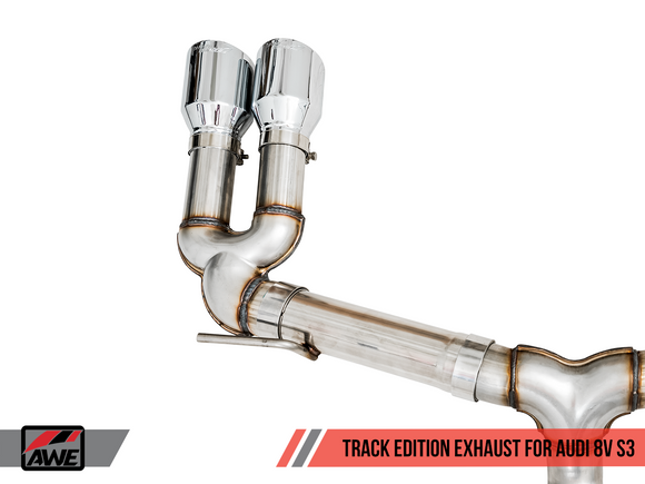 AWE Track Edition Exhaust for Audi 8V S3 - Chrome Silver Tips, 102mm