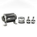 DeatschWerks Stainless Steel 3/8in 5 Micron Universal Inline Fuel Filter Housing Kit (70mm)-1