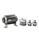 DeatschWerks Stainless Steel 6AN 10 Micron Universal Inline Fuel Filter Housing Kit (70mm)-1