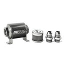 DeatschWerks Stainless Steel 10AN 40 Micron Universal Inline Fuel Filter Housing Kit (70mm)-1