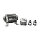 DeatschWerks Stainless Steel 6AN 40 Micron Universal Inline Fuel Filter Housing Kit (70mm)-1