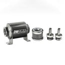DeatschWerks Stainless Steel 3/8in 100 Micron Universal Inline Fuel Filter Housing Kit (70mm)-1
