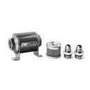 DeatschWerks Stainless Steel 8AN 100 Micron Universal Inline Fuel Filter Housing Kit (70mm)-1