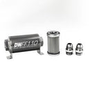 DeatschWerks Stainless Steel 10AN 5 Micron Universal Inline Fuel Filter Housing Kit (110mm)-1