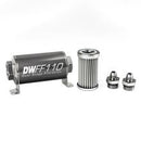 DeatschWerks Stainless Steel 6AN 5 Micron Universal Inline Fuel Filter Housing Kit (110mm)-1