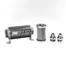 DeatschWerks Stainless Steel 8AN 5 Micron Universal Inline Fuel Filter Housing Kit (110mm)-1