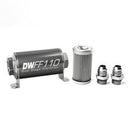 DeatschWerks Stainless Steel 10AN 10 Micron Universal Inline Fuel Filter Housing Kit (110mm)-1