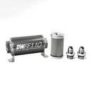DeatschWerks Stainless Steel 8AN 10 Micron Universal Inline Fuel Filter Housing Kit (110mm)-1