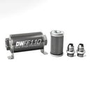 DeatschWerks Stainless Steel 10AN 40 Micron Universal Inline Fuel Filter Housing Kit (110mm)-1